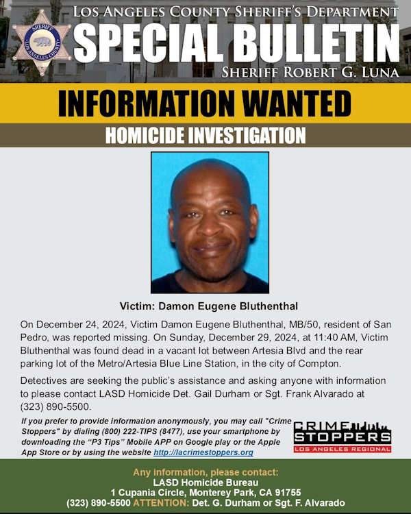 LASD homicide Bluthenthal