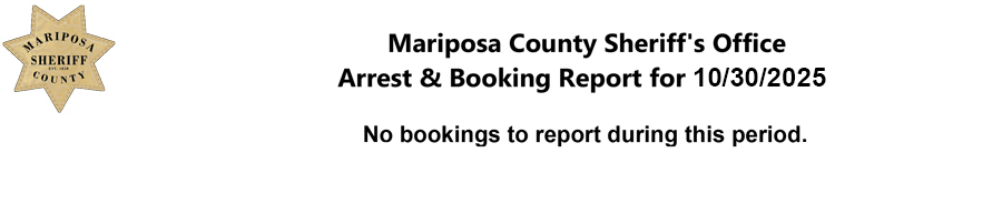 mariposa county booking report for october 30 2025