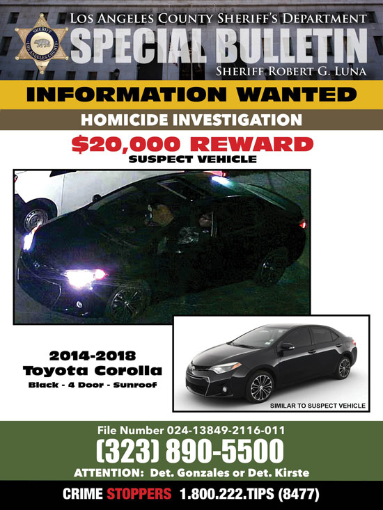 LASD homicide Irene car