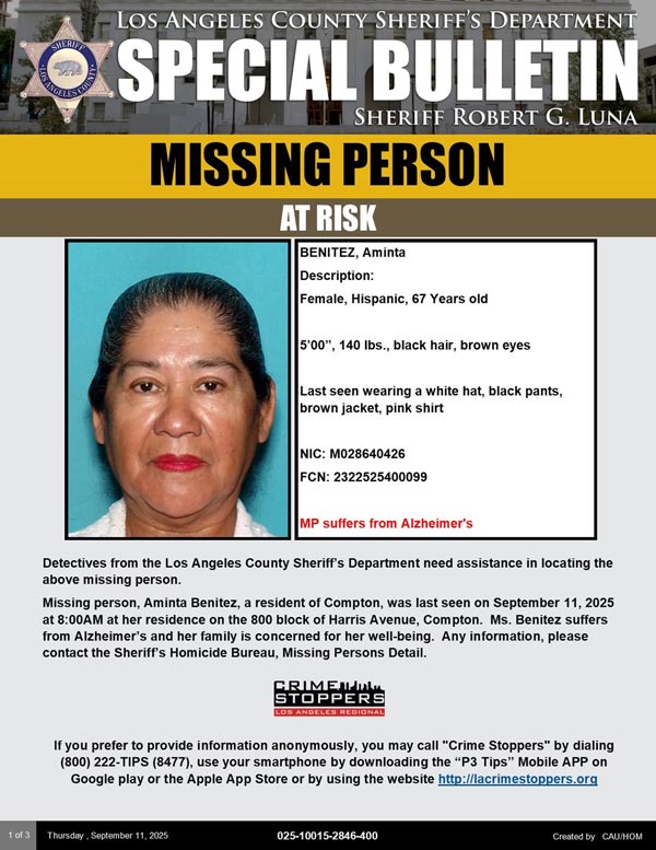 LASD missing Benitez