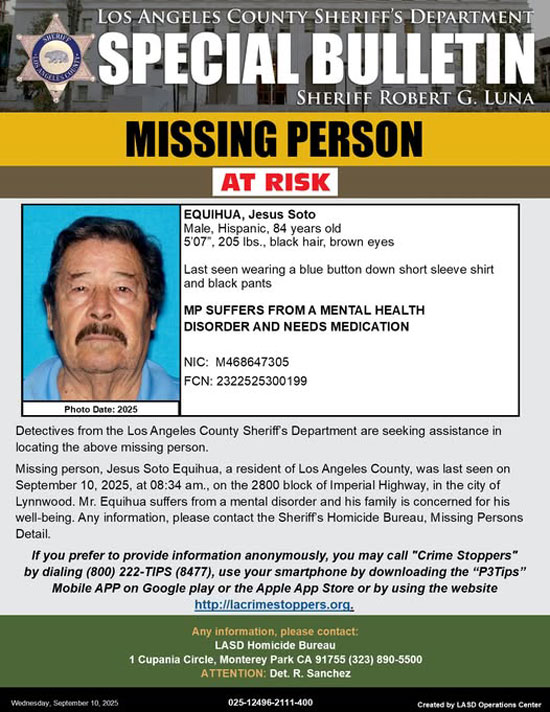 LASD missing Equihua