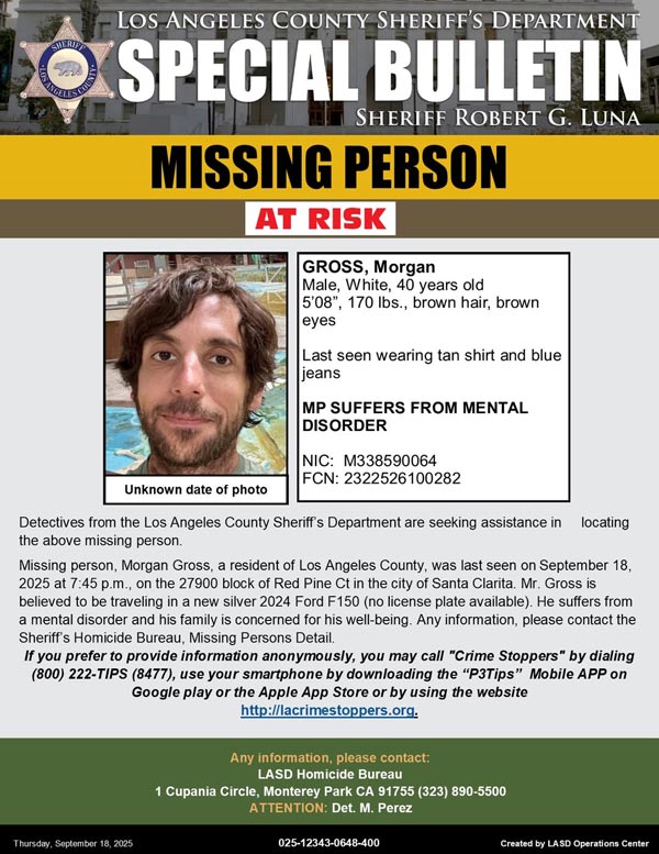 LASD missing Gross
