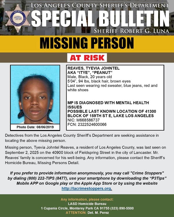 LASD missing Reaves