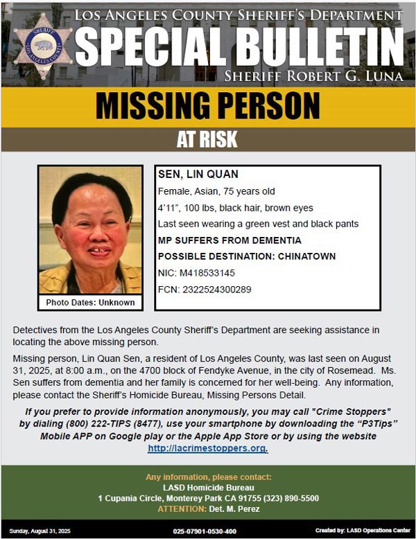 LASD missing Sen