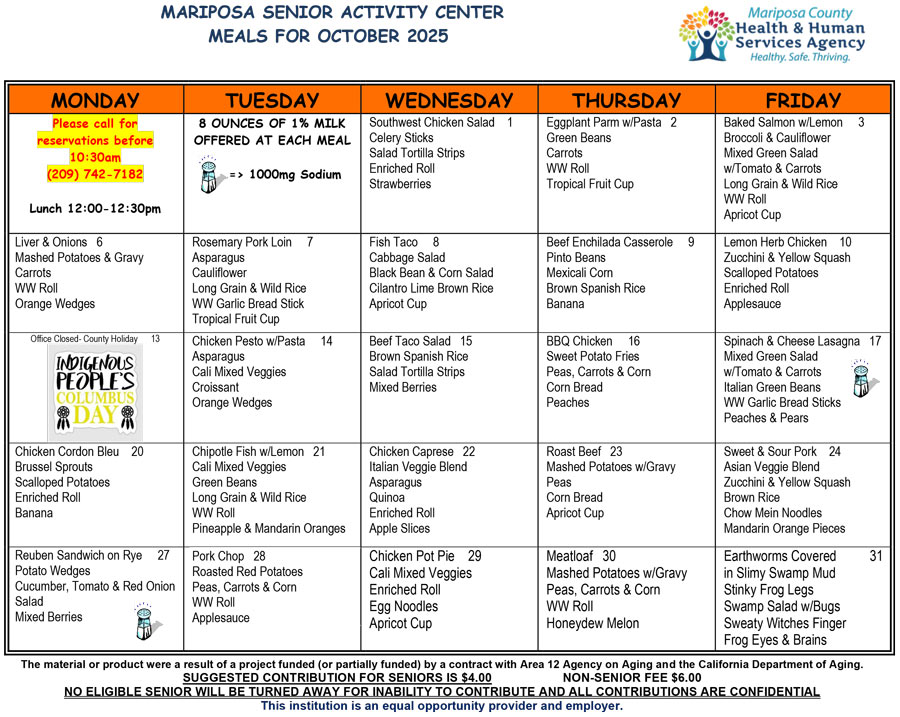 October menu