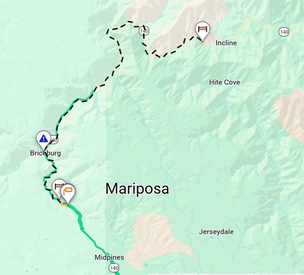 Caltrans rockslide 140 map