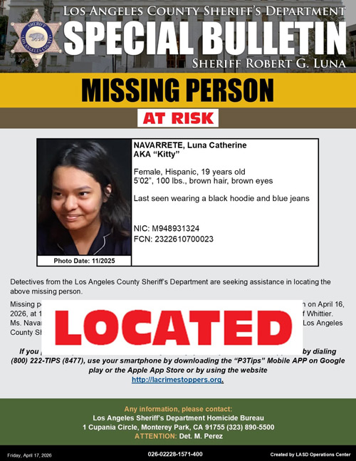 LASD missing Navarrete found