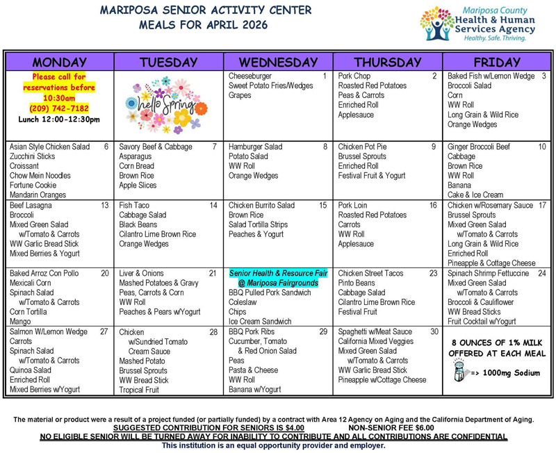 Senior menu