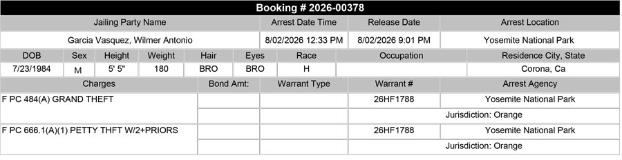 mariposa county booking report mariposa county booking report