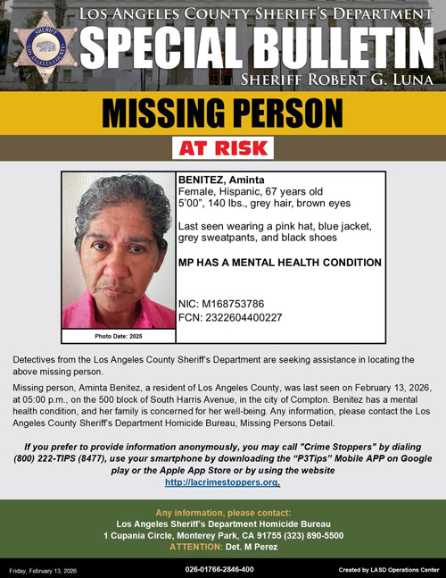 LASD missing Benitez