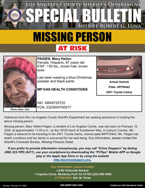 LASD missing Paigen