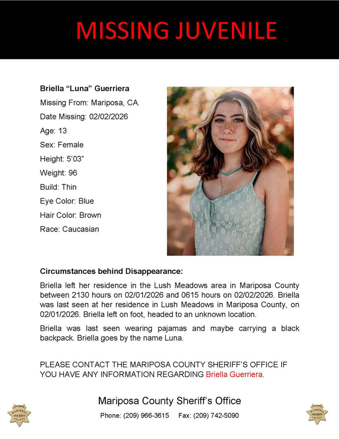 mariposa county missing person february 3 2026