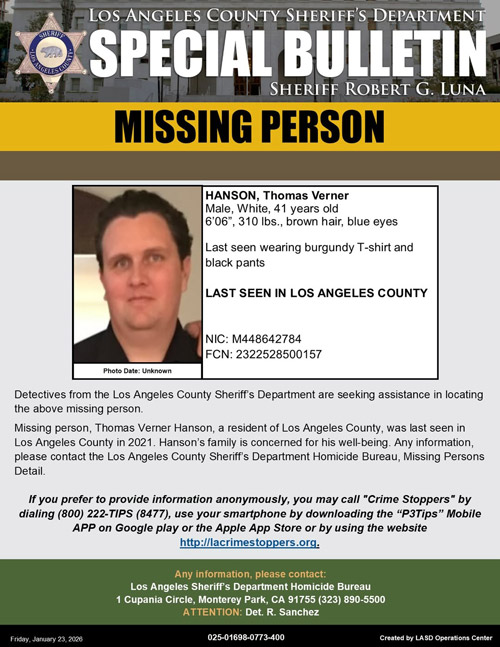 LASD missing Hanson