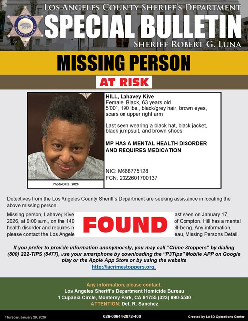 LASD missing Hill found