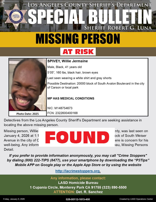 LASD missing Spivey found