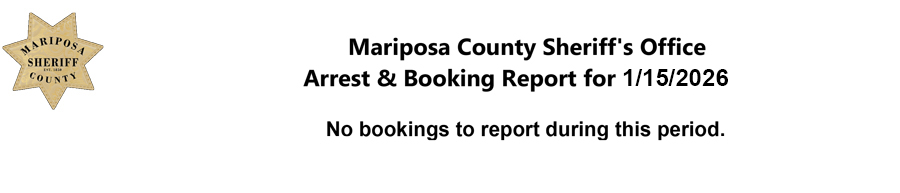 mariposa county booking report for january 15 2026