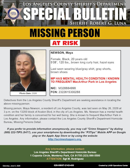 LASD missing Newsom