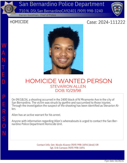 SBPD wanted Allen