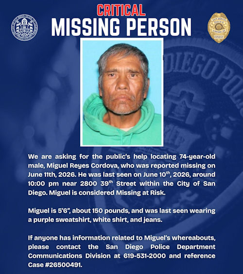 SDPD missing Cordova