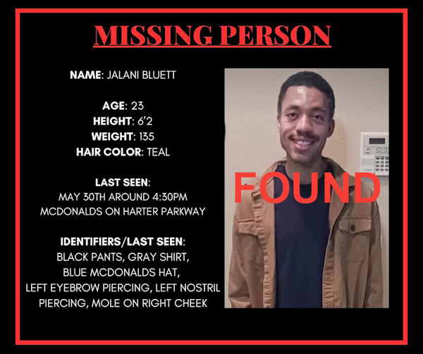 Sutter SO missing Bluett found