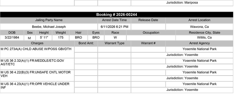mariposa county booking report for june 11 2026 b