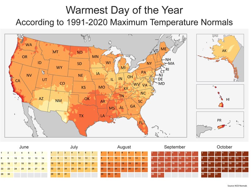 NOAA Warmest Day of the Year