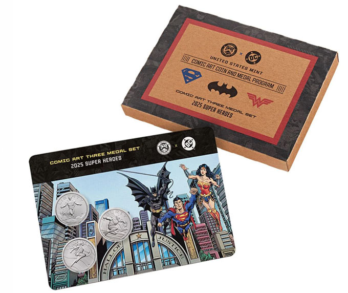 usmint Comic Art Three Medal Set Super Heroes Subscription