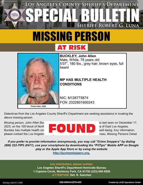 LASD missing Buckley found