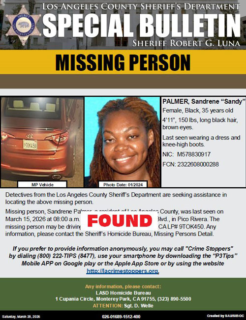 LASD missing Palmer found