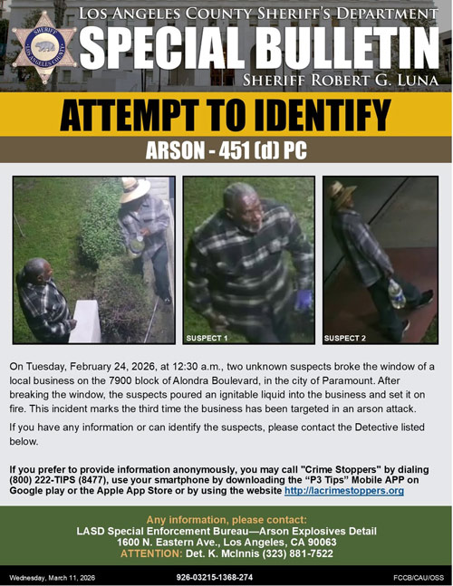 LASD wanted arson