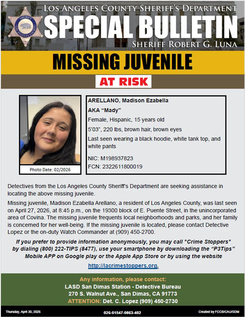LASD missing Arellano