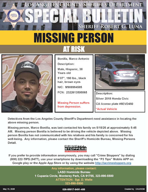 LASD missing Bonilla