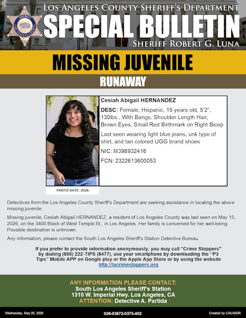 LASD missing Cesiah