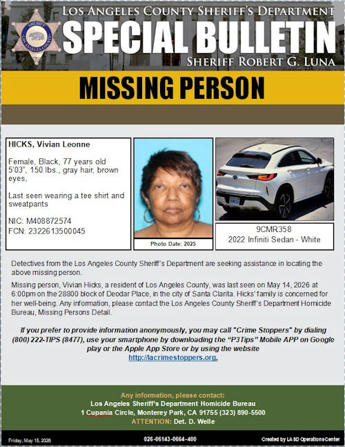 LASD missing Hicks