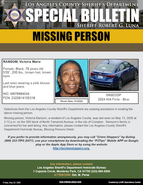 LASD missing Ransom