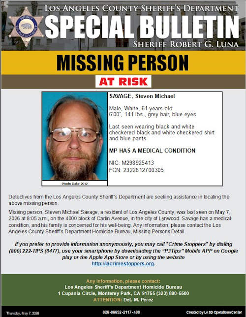 LASD missing Savage