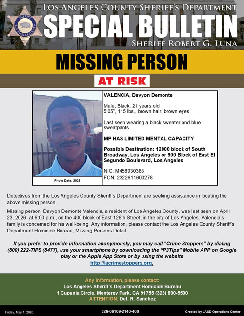 LASD missing Valencia