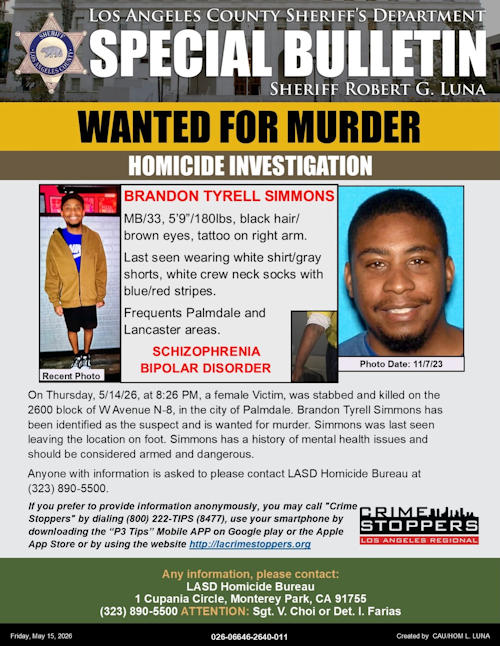 LASD wanted Simmons