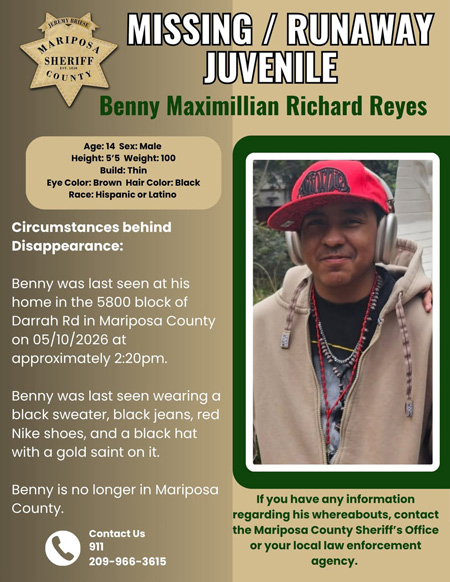 Mariposa SO missing Reyes 450