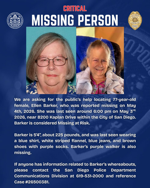 SDPD missing Barker