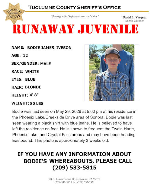 Tuolumne SO missing Bodie