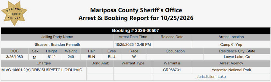 mariposa county booking report