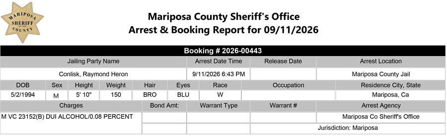 mariposa county booking report mariposa county booking report