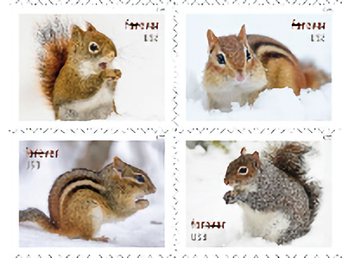 usps-squirrels-and-chipmunks-in-snow-stamps