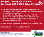 Mariposa County Unified School District Adult Education Program to Offer EMT, CPR, & 1st Aid Classes