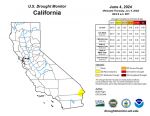 California and National Drought Summary for June 4, 2024, 10 Day Weather Outlook, and California Drought Statistics