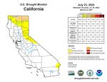 California and National Drought Summary for July 23, 2024, 10 Day Weather Outlook, and California Drought Statistics