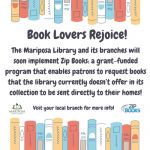 Mariposa County Library Announces Grant-Funded Zip Books Project to Begin on Monday, December 2, 2024